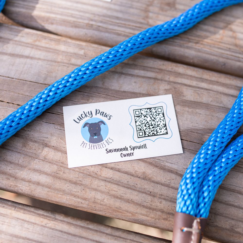 Lucky Paws Savannah owner business card for dog walking and pet sitting